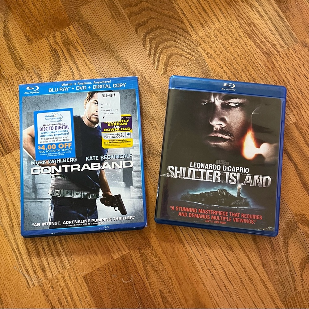 EUC Set of 2 Blu-Ray Action Thriller DVDs (Shutter Island/Contraband)